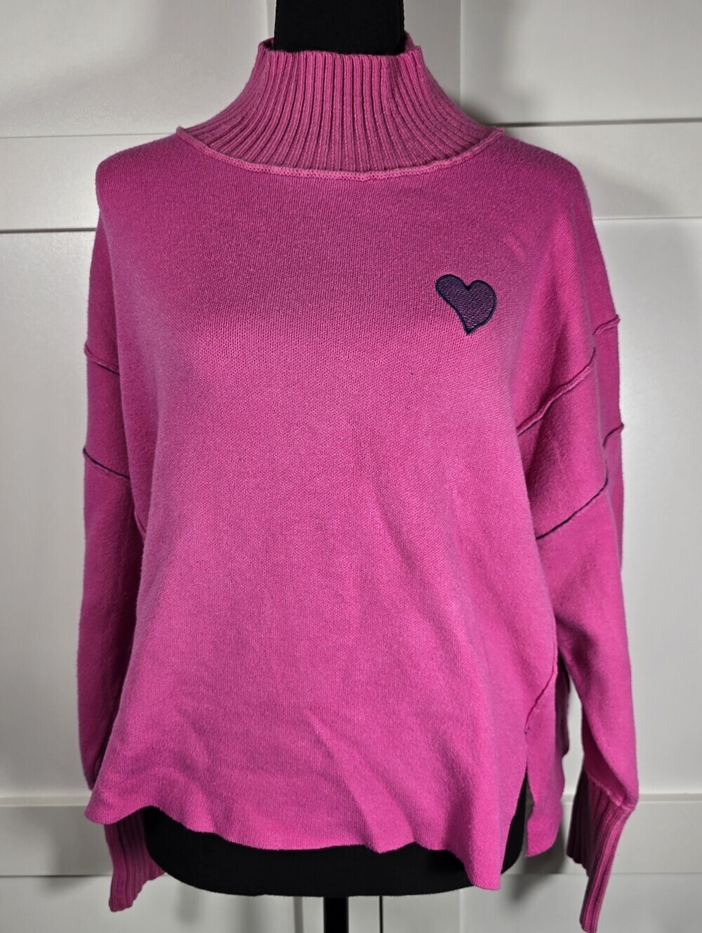 Anthropologie Maeve Logan Embroidered Heart Turtleneck Sweater. Size M. Retails - Picture 3 of 10
